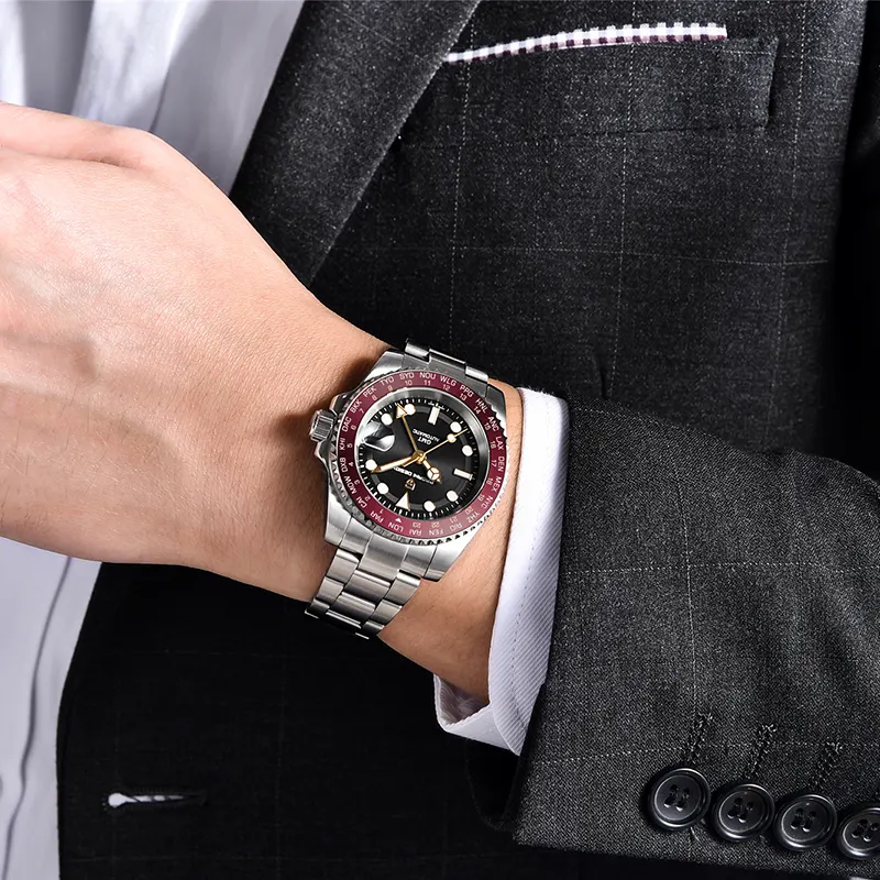 Pagani Design PD-1758 GMT Automatic Black Dial Men's Watch